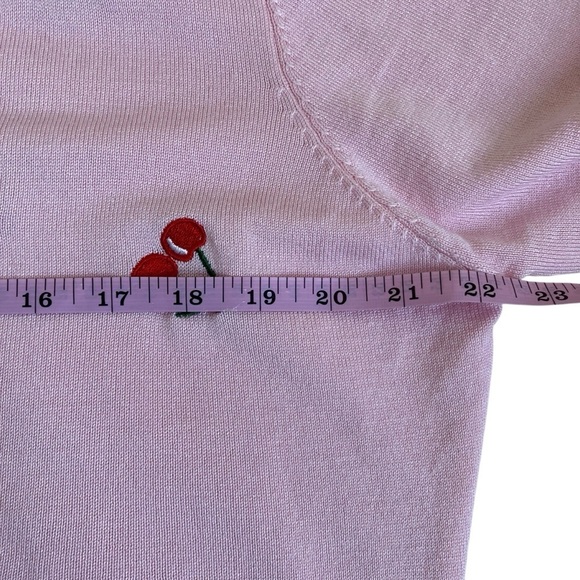 Curlbiuty Light Pink Cardigan with Embroidered Cherries Buttons Down Size 1X - Picture 13 of 15